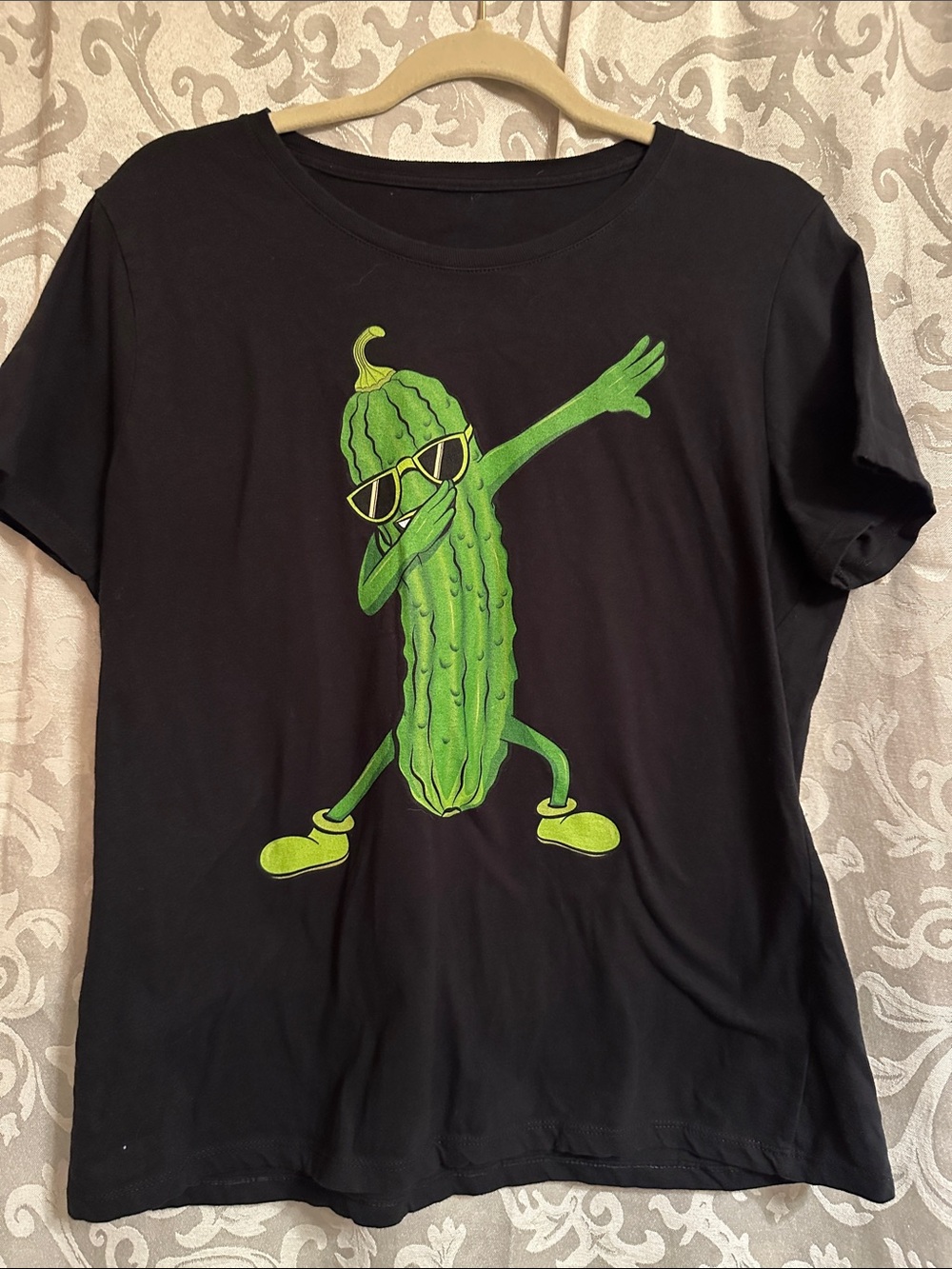 Gildan Black Short-Sleeve Tee with Dabbing Pickle Graphic